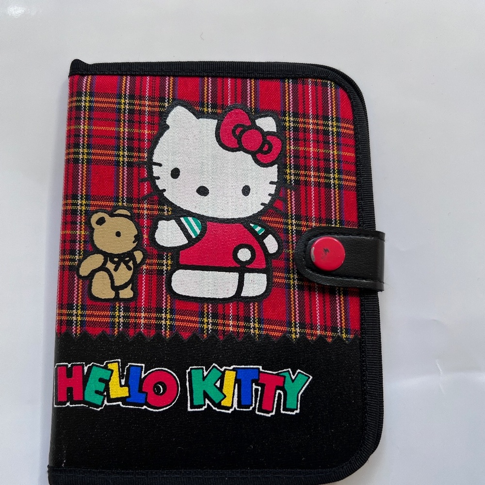 Hello Kitty Passport Folder Vintage Red Plaid Dated 1991 Sanrio co.
